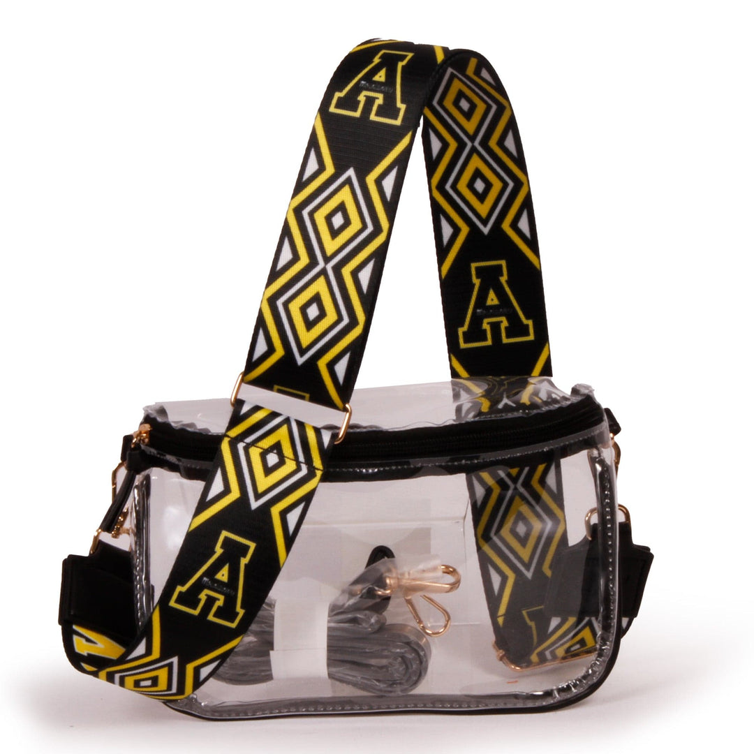 Desden Purse Lexi Clear Purse with Patterned Shoulder Straps - Appalachian State