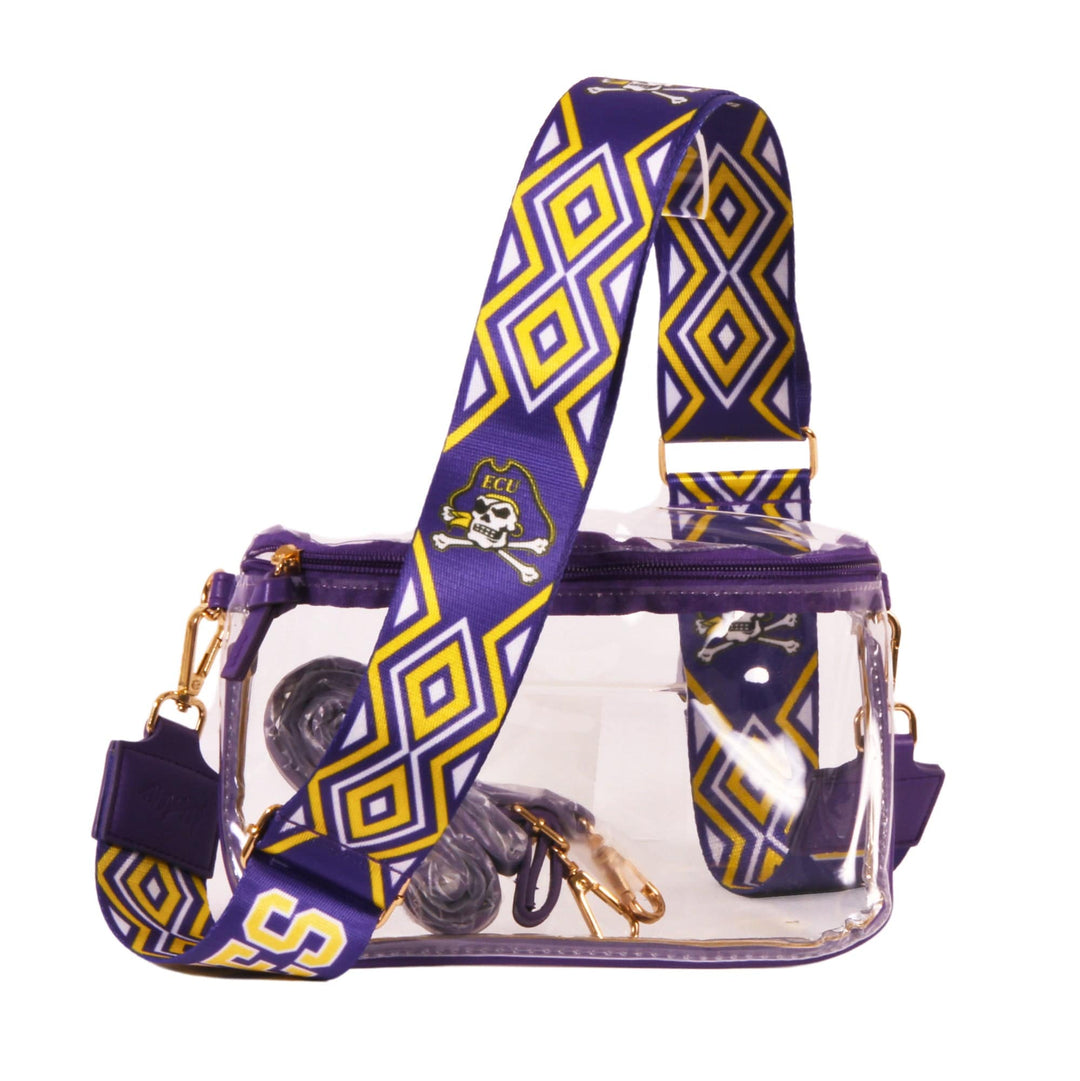 Desden Purse Lexi Clear Purse with Patterned Shoulder Straps - East Carolina