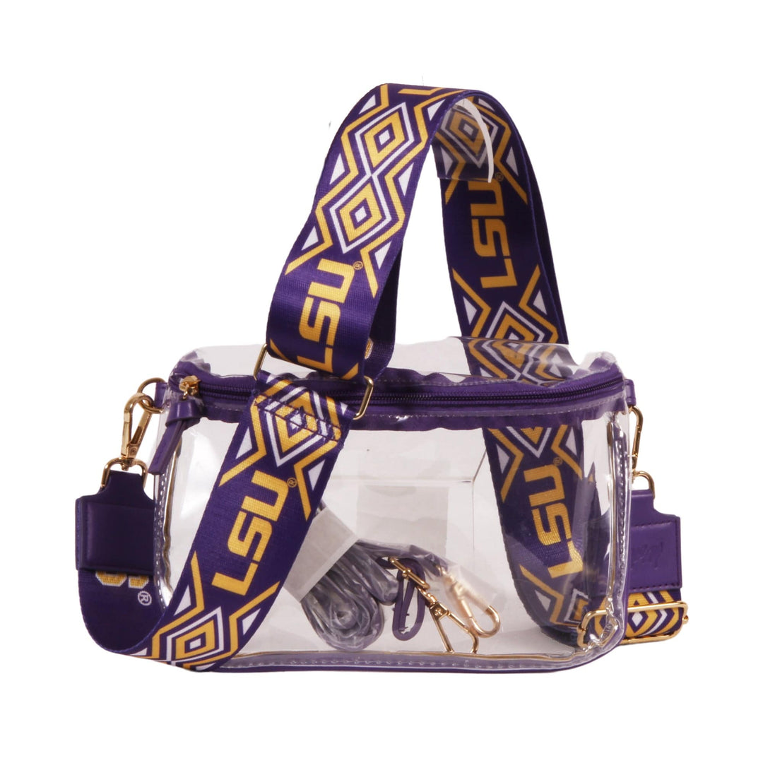 Desden Purse Lexi Clear Purse with Patterned Shoulder Straps - LSU