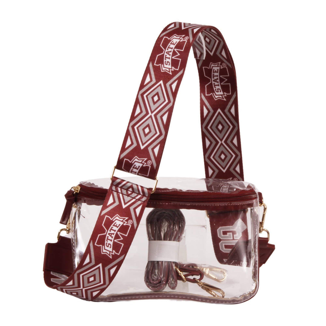 Desden Purse Lexi Clear Purse with Patterned Shoulder Straps - Mississippi State