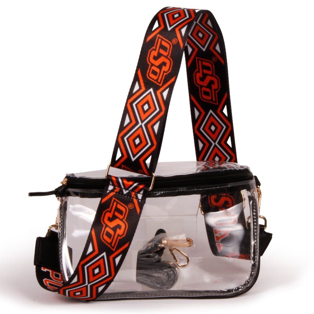 Desden Purse Lexi Clear Purse with Patterned Shoulder Straps - Oklahoma State