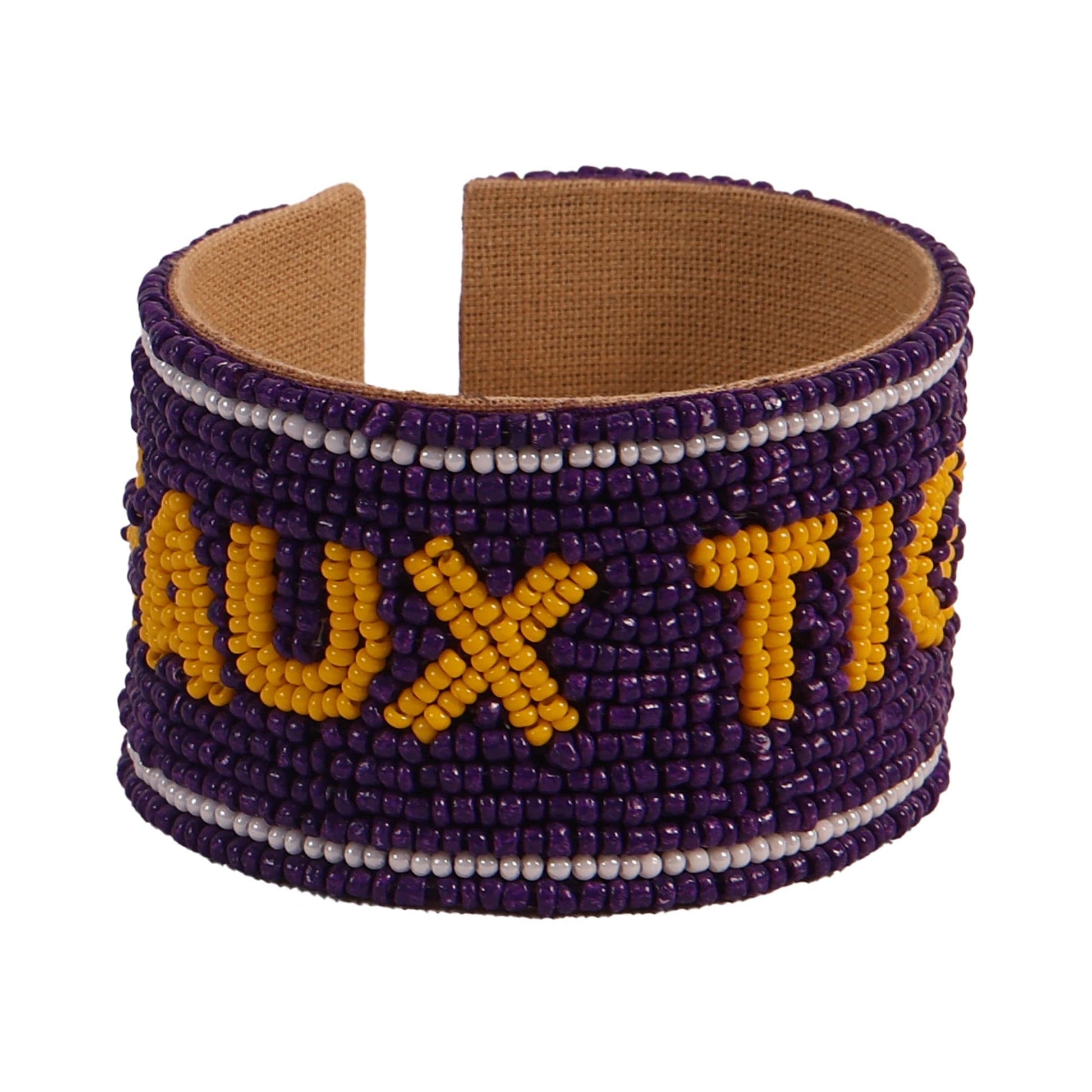 Desden Beaded Cuff LSU Geaux Tigers Beaded Cuff in Purple and Gold by Desden