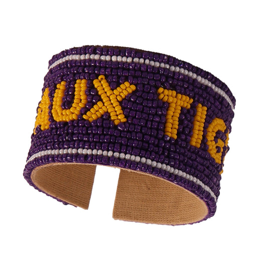 Desden Beaded Cuff LSU Geaux Tigers Beaded Cuff in Purple and Gold by Desden