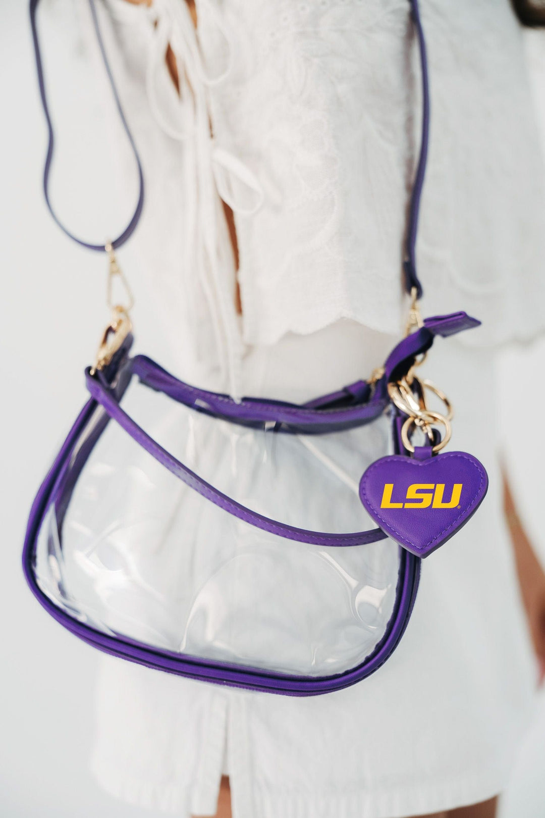 Desden Purse LSU Tigers Clear Clara Purse with Heart Charm