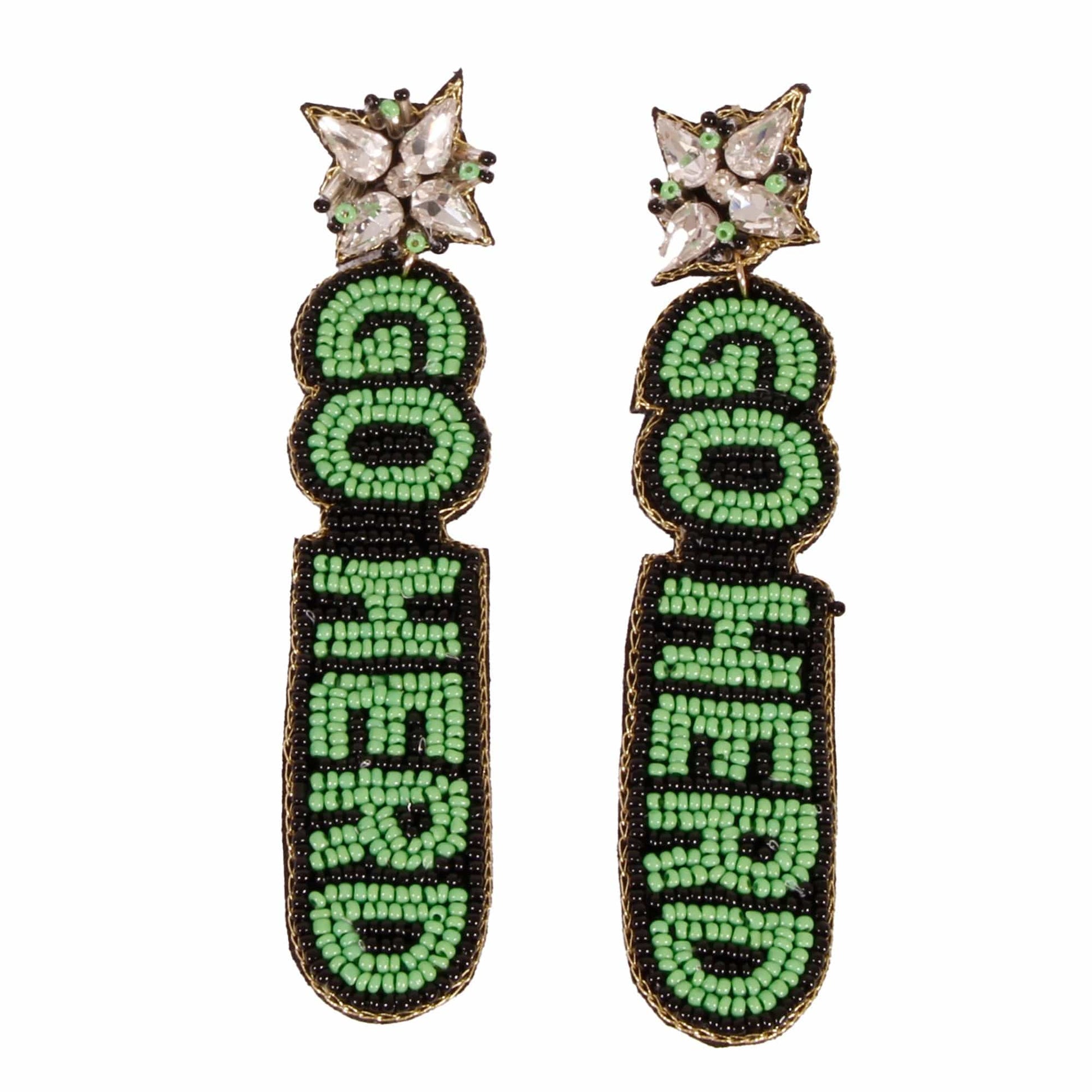 Desden Beaded Earings Marshall Go Herd Beaded Earrings in Green and Black by Desden