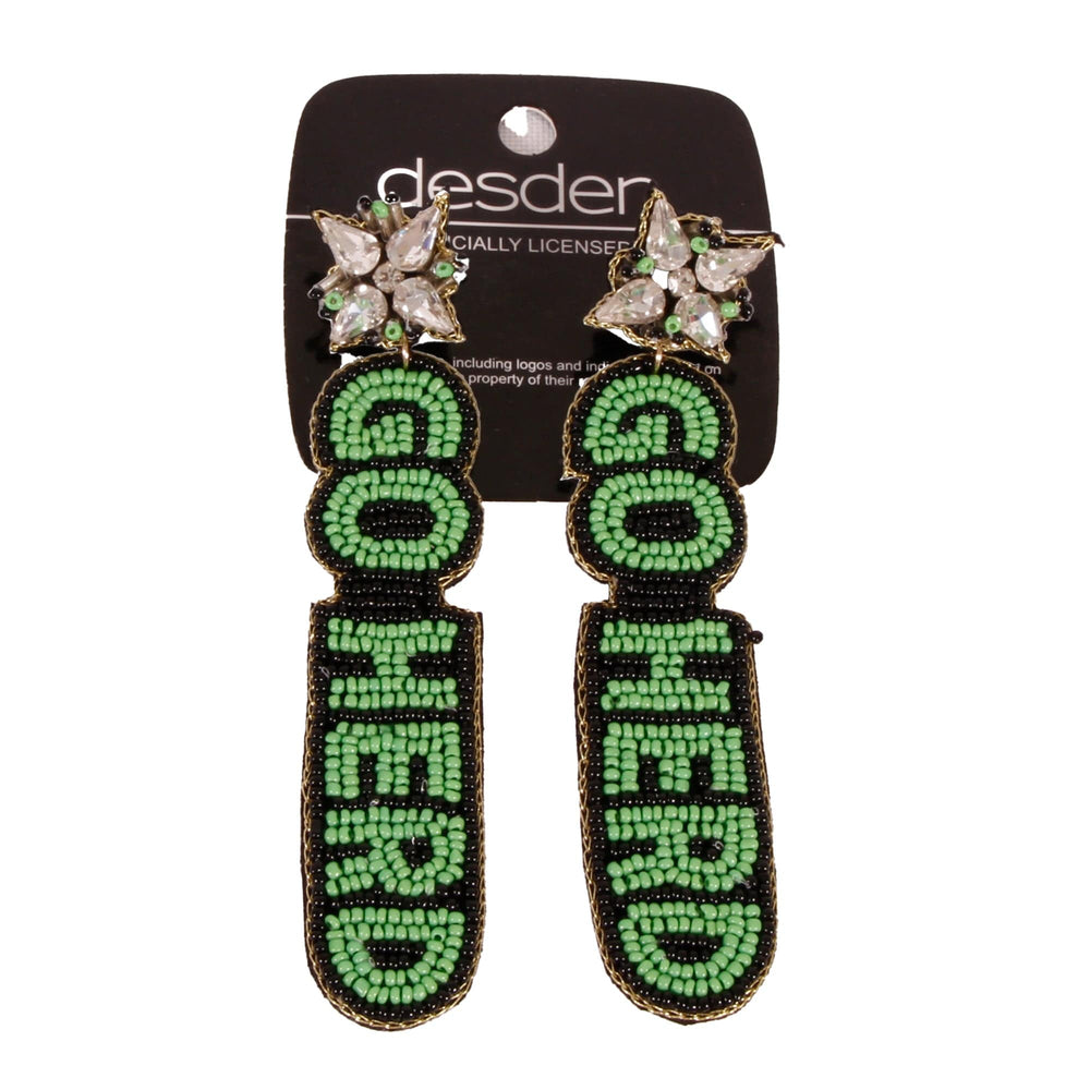 Desden Beaded Earings Marshall Go Herd Beaded Earrings in Green and Black by Desden