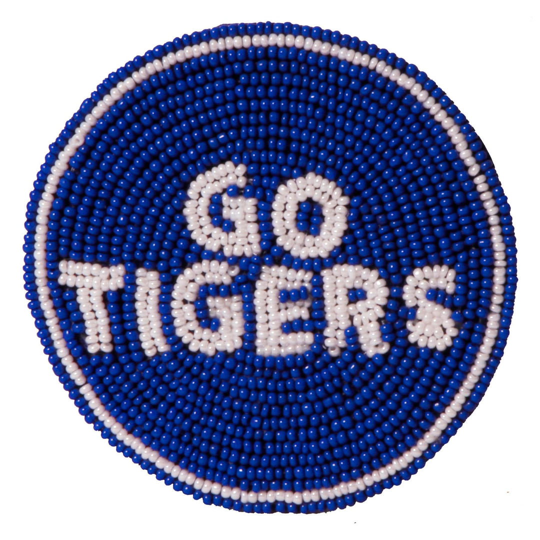 Desden Beaded Button Memphis Go Tigers Beaded Button in Royal and White by Desden