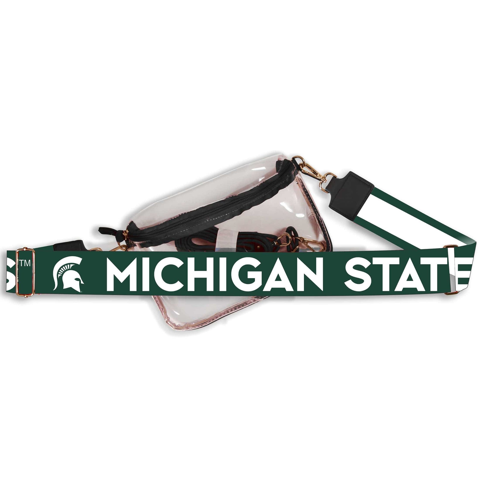 Desden Michigan State Hailey Clear Sling Bag with Logo Strap by Desden