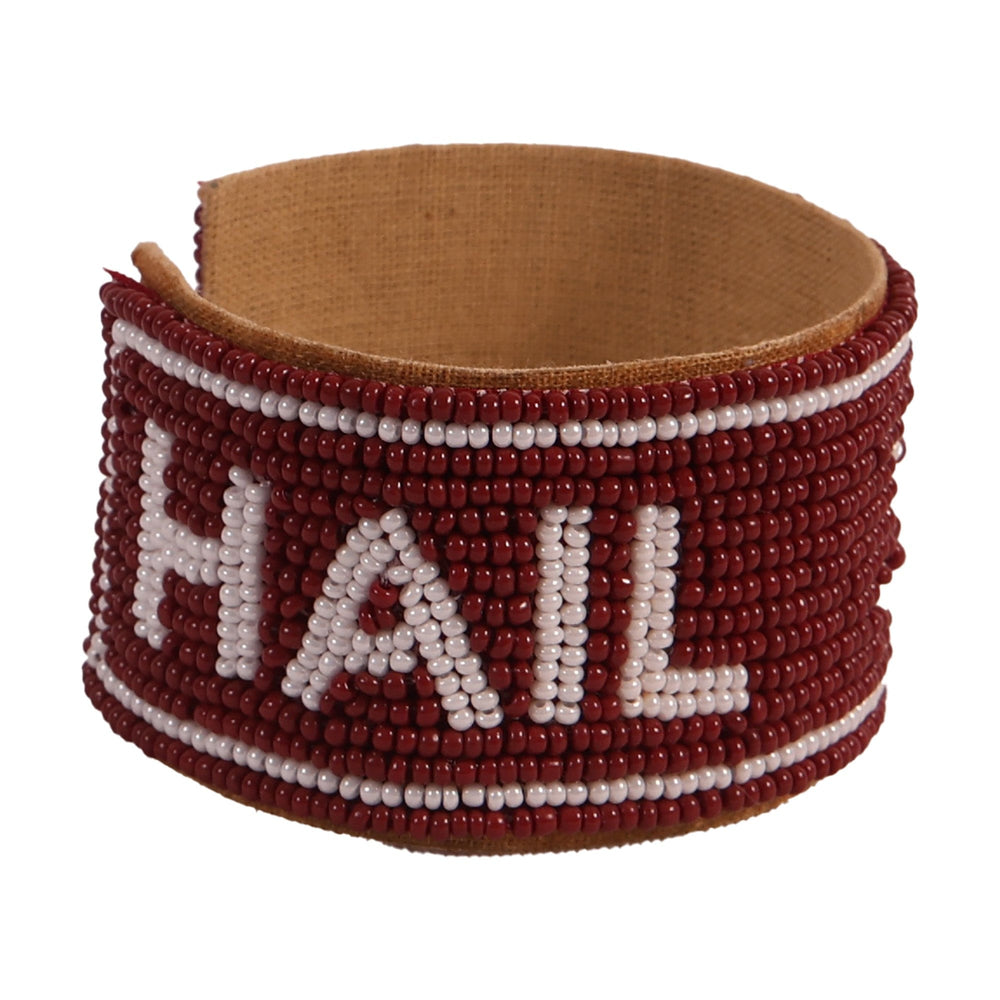 Desden Beaded Cuff Mississippi State Hail State Beaded Cuff in Maroon and White by Desden
