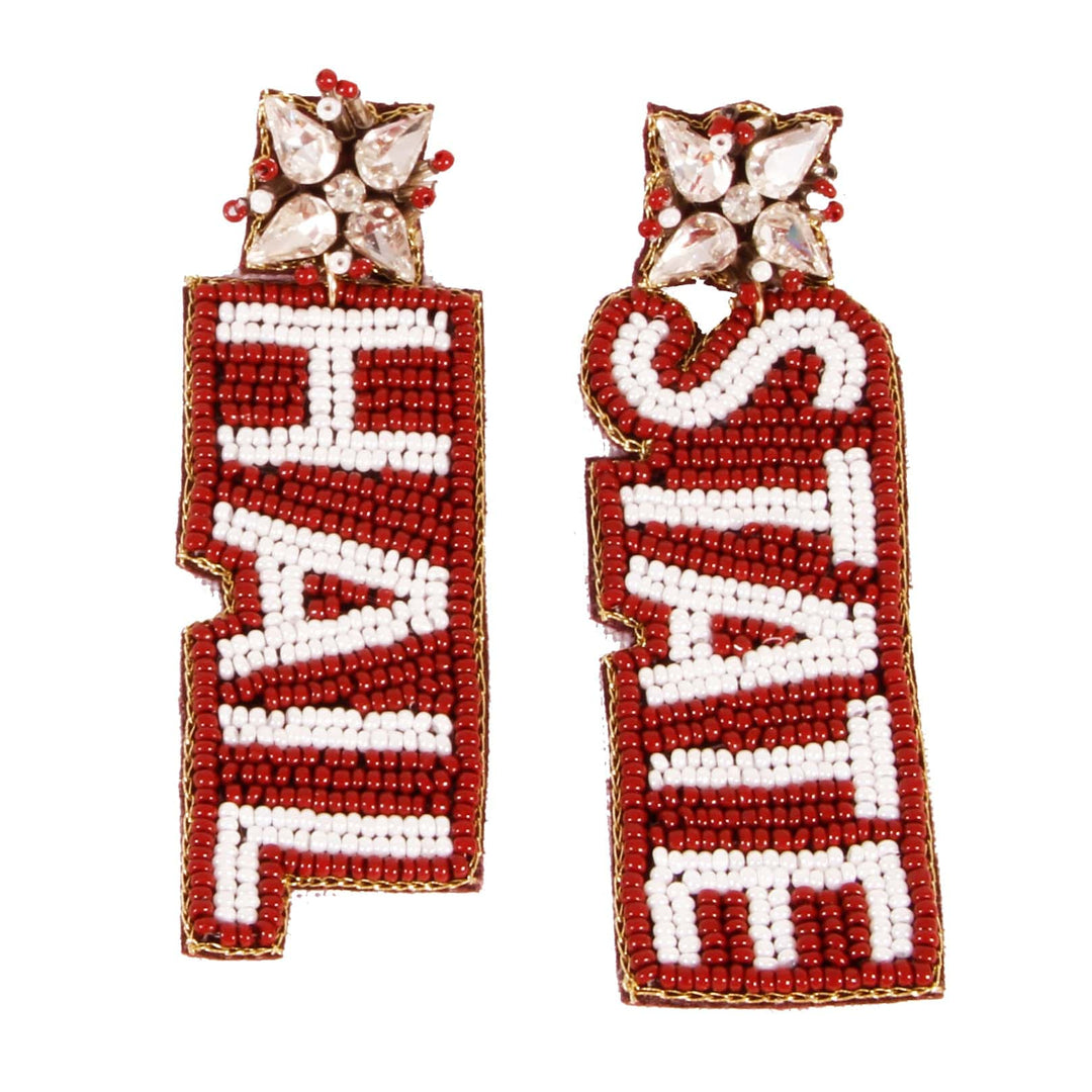 Desden Beaded Earings Mississippi State Hail State Beaded Earrings in Maroon and White by Desden