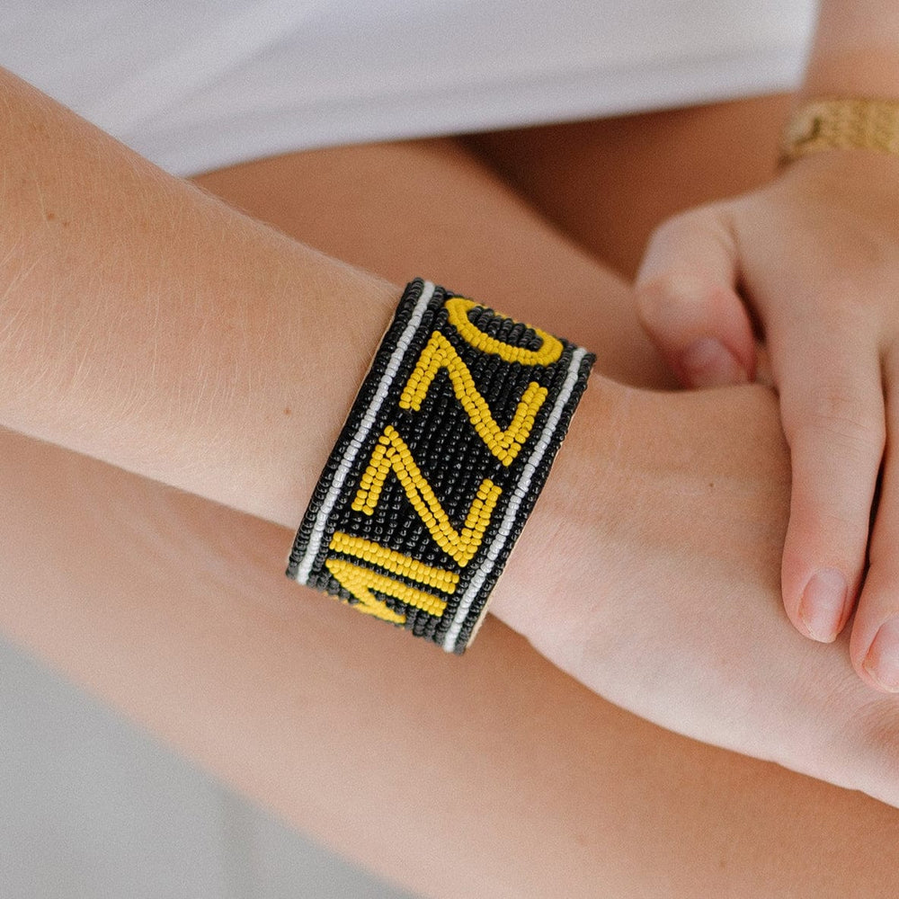 Desden Beaded Cuff Missouri MIZZOU Beaded Cuff in Black and Gold by Desden