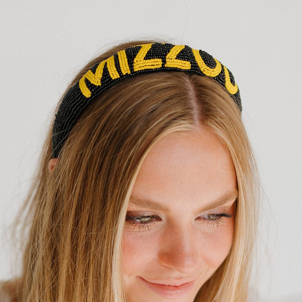 Desden Beaded Headband Missouri Tiger "MIZZOU"  Headband  by Desden