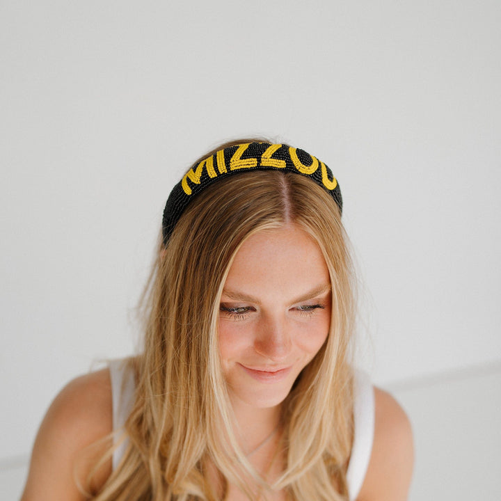 Desden Beaded Headband Missouri Tiger "MIZZOU"  Headband  by Desden