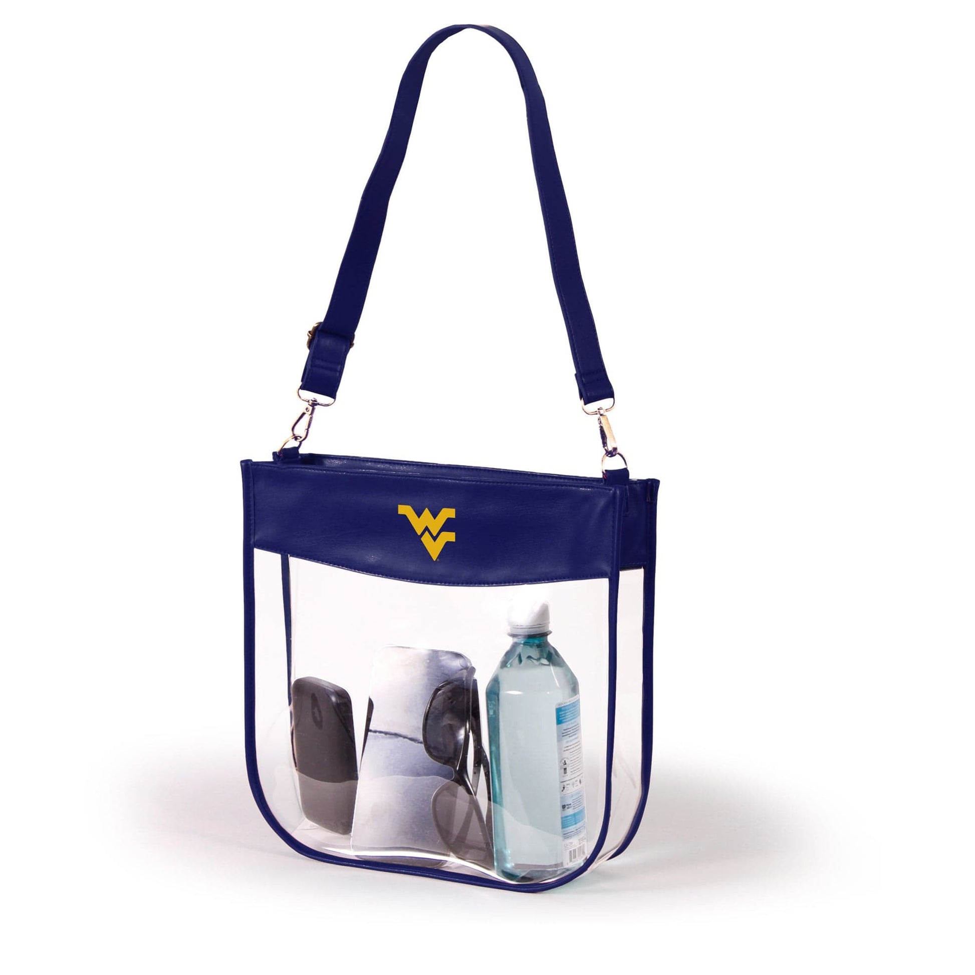 West Virginia Kate Large Clear Purse with Zipper, stadium-approved, officially licensed, by Desden