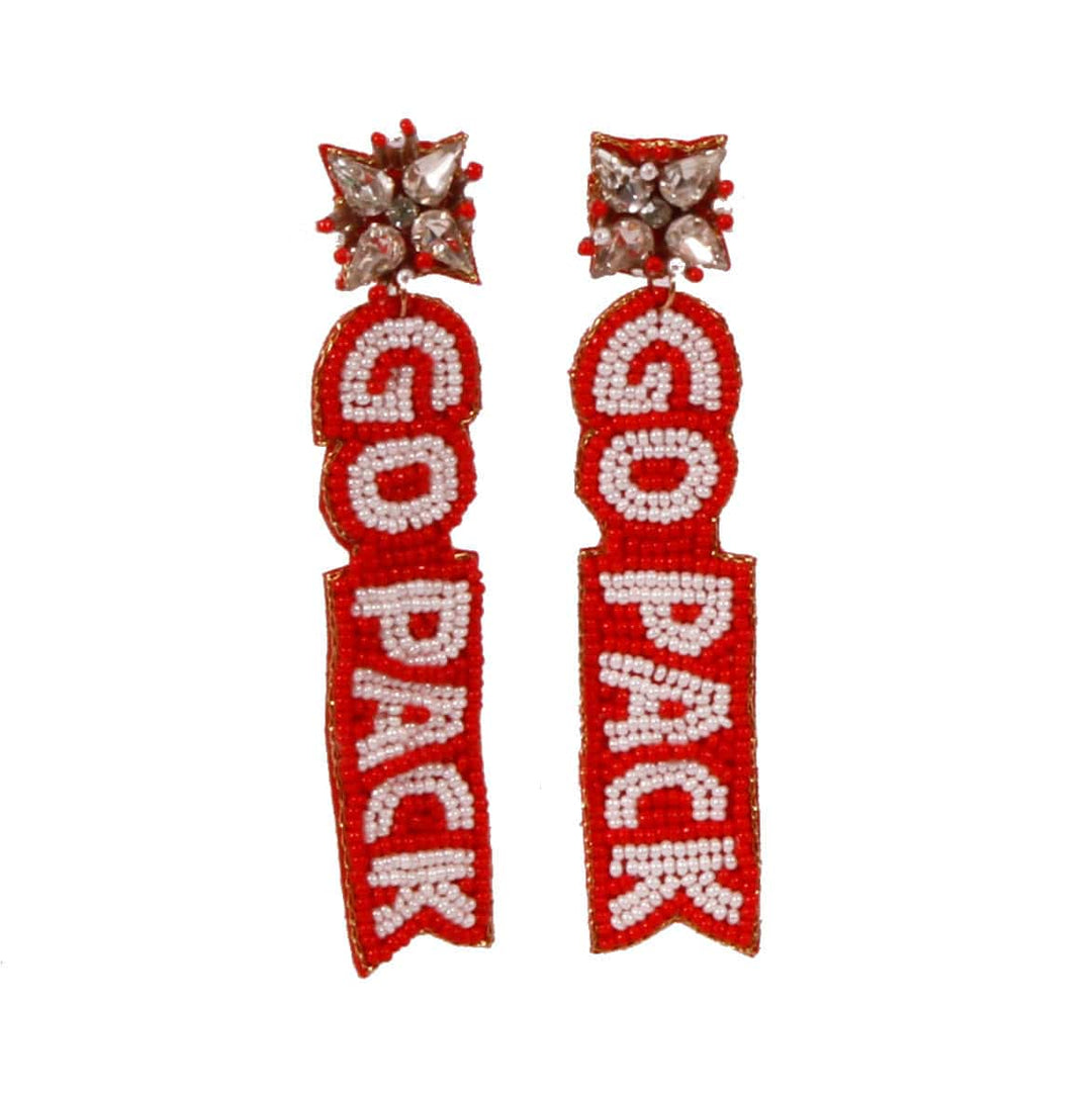 Desden Earrings NC State Go Pack Beaded Earrings in Red and White by Desden