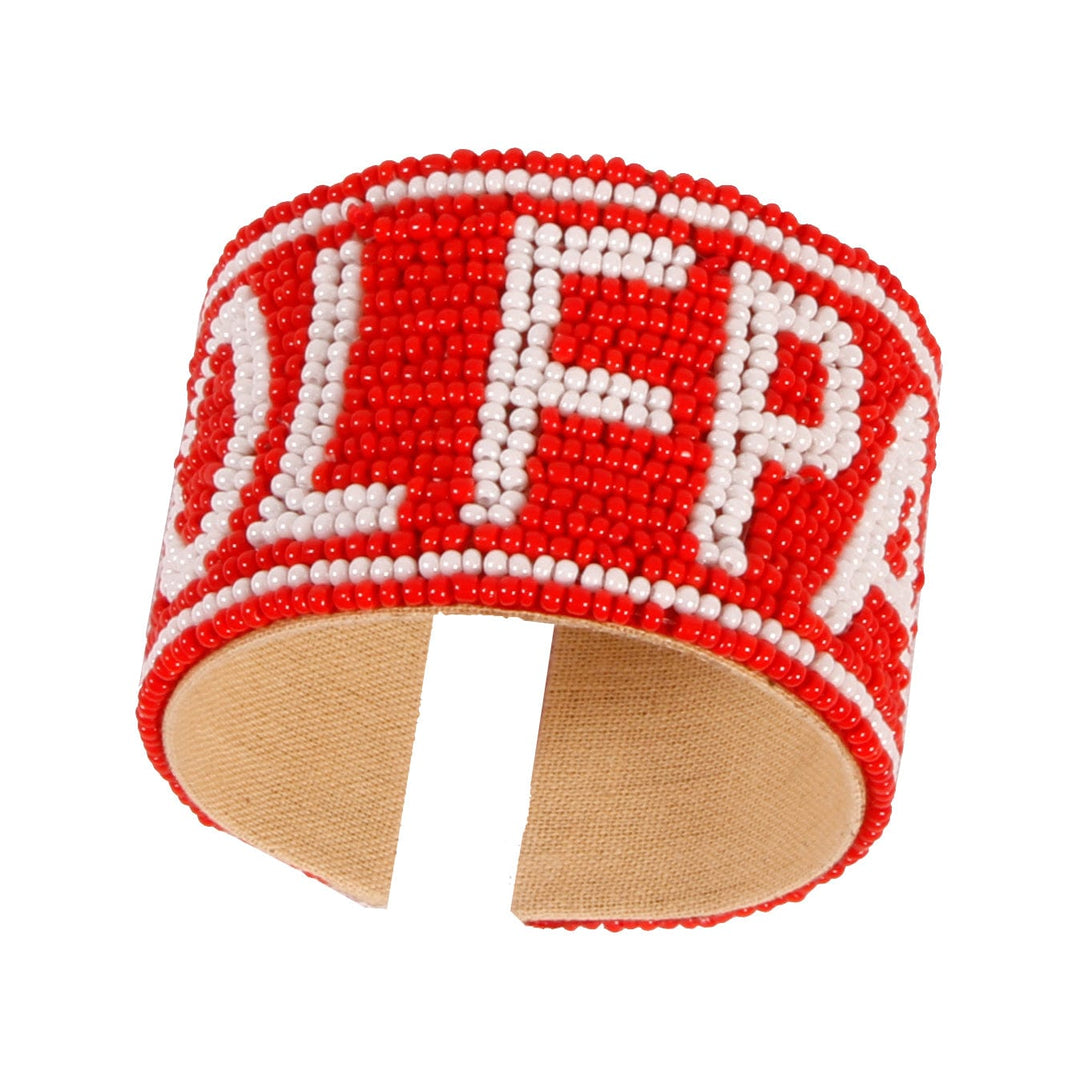 Desden Beaded Cuff NC State Wolfpack Beaded Cuff in Red and White by Desden