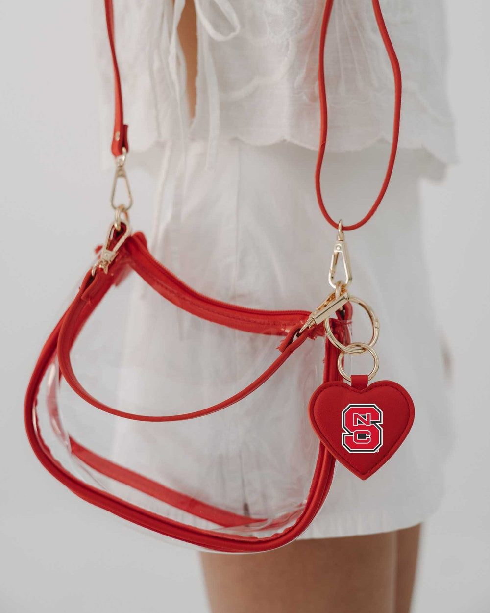 Desden Purse NC State Wolfpack Clear Clara Purse with Heart Charm