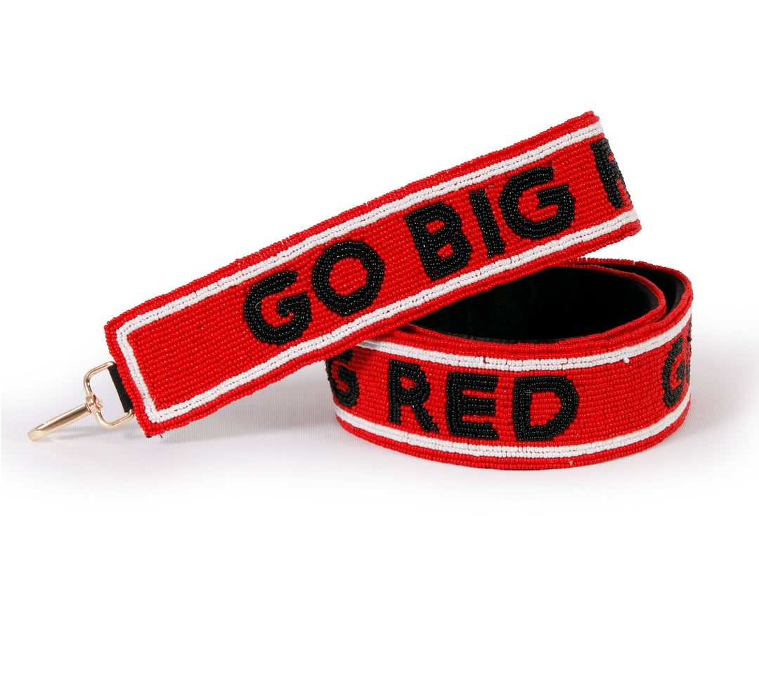 Desden Strap Nebraska Go Big Red Beaded Purse Strap in Black and Red by Desden