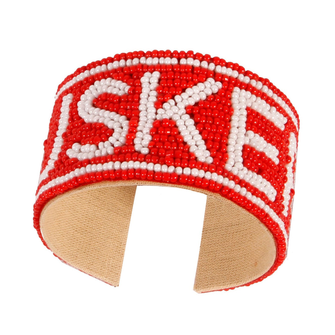 Desden Beaded Cuff Nebraska Huskers Beaded Cuff in Red and White by Desden