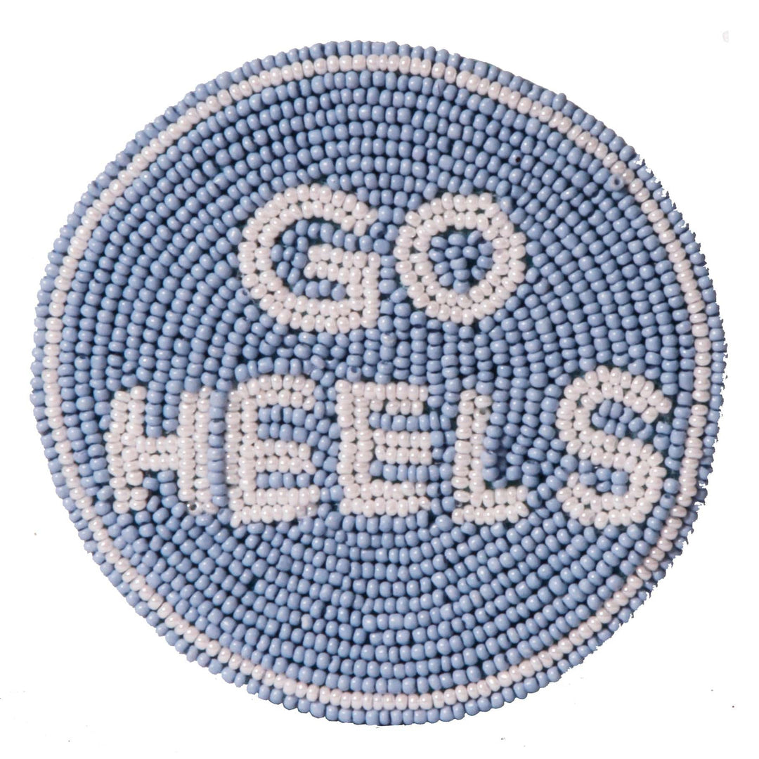 Desden Beaded Button North Carolina UNC Tarheels Beaded Button in Sky Blue and White by Desden