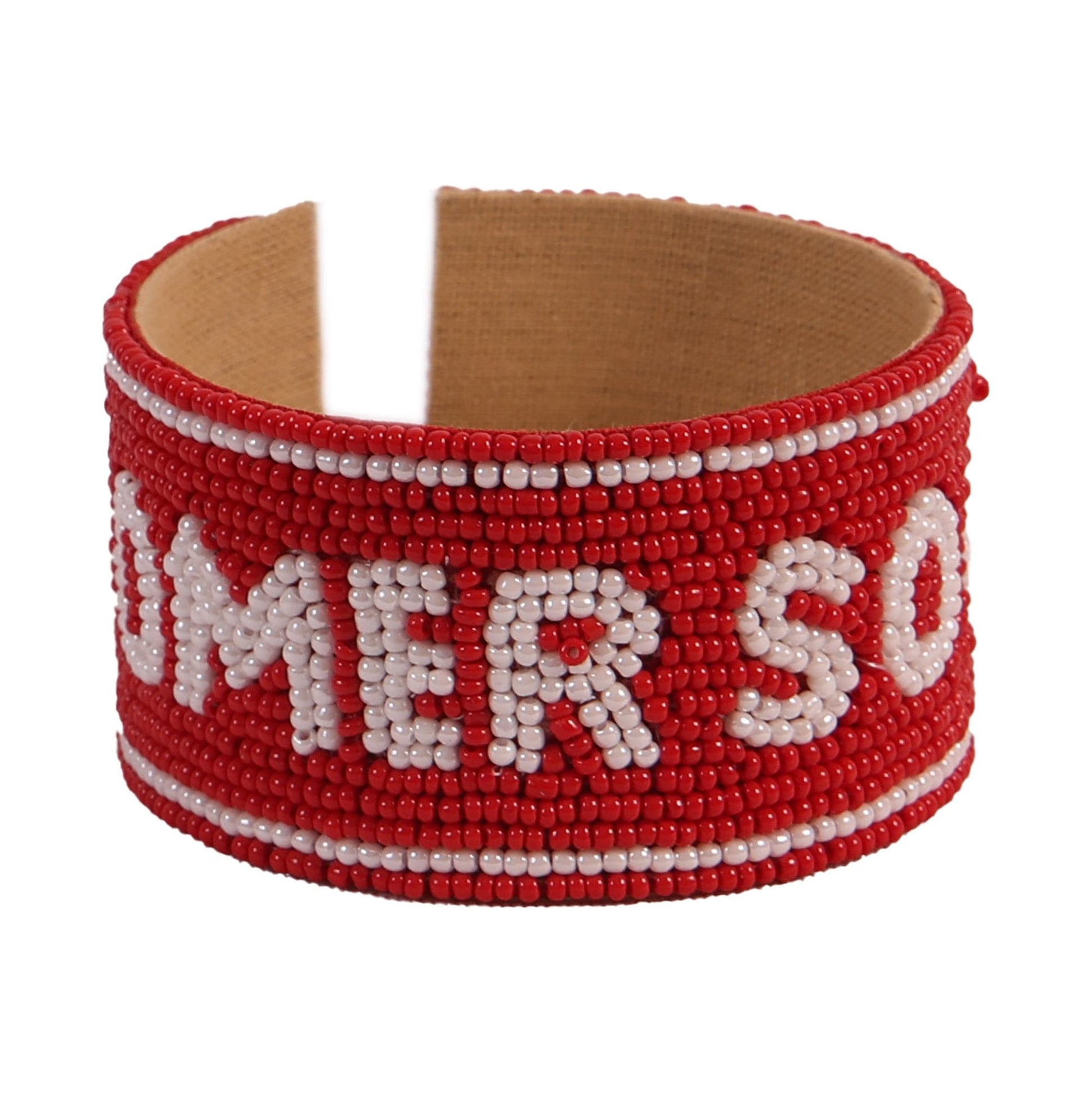 Desden Beaded Cuff Oklahoma OU Sooners Beaded Cuff in Crimson and White by Desden