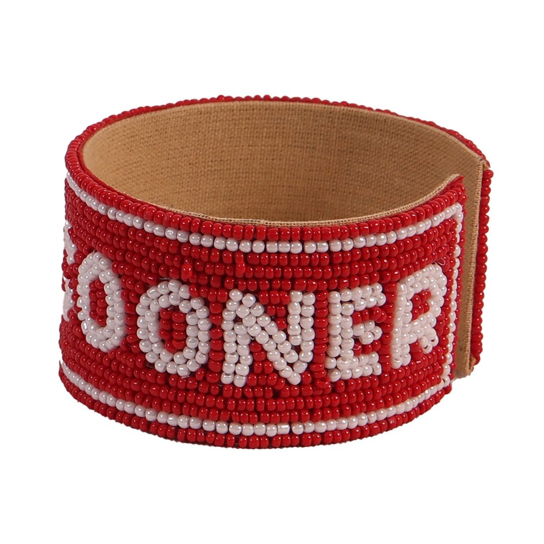 Desden Beaded Cuff Oklahoma OU Sooners Beaded Cuff in Crimson and White by Desden