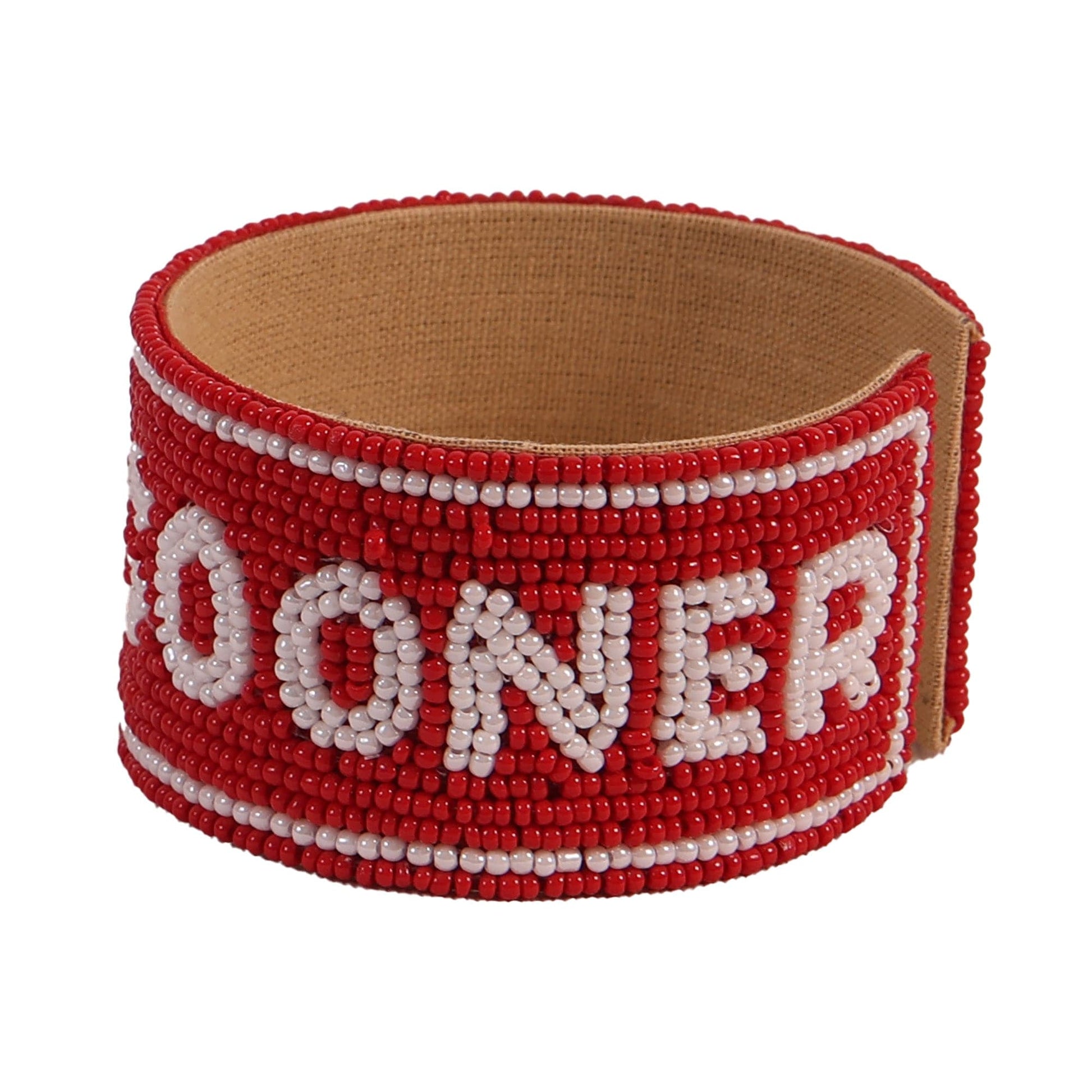 Desden Beaded Cuff Oklahoma OU Sooners Beaded Cuff in Crimson and White by Desden