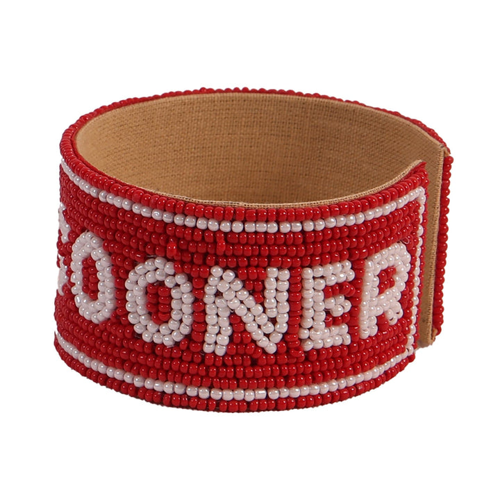 Desden Beaded Cuff Oklahoma OU Sooners Beaded Cuff in Crimson and White by Desden