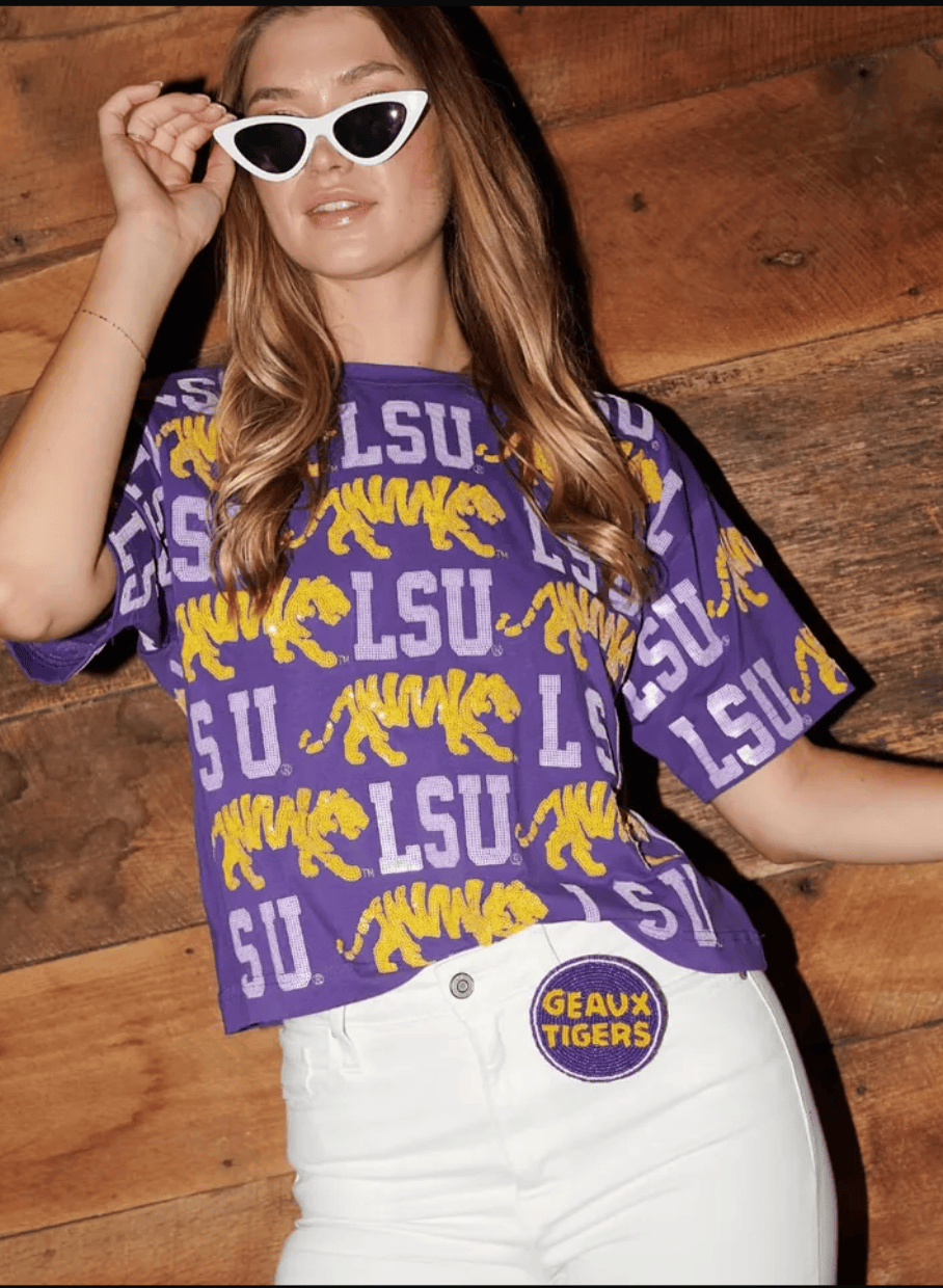 Desden Beaded Button Oklahoma State OSU Cowboys Beaded Button in Orange and White by Desden