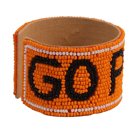 Desden Beaded Cuff Oklahoma State OSU Cowboys Beaded Cuff in Orange and Black by Desden