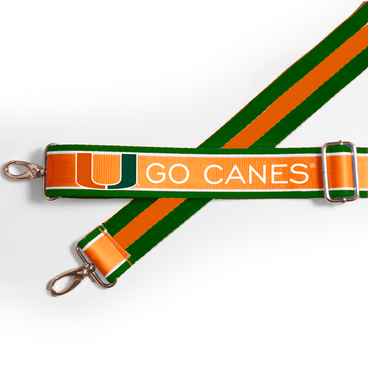 Miami Hurricanes officially licensed patterned purse strap by Desden