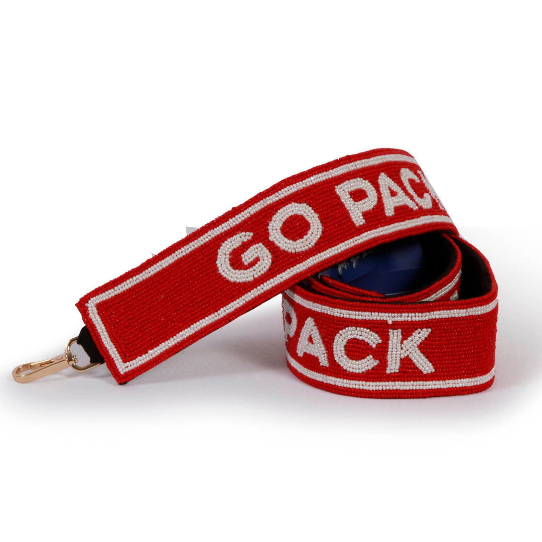 North Carolina State Go Pack Beaded Purse Strap in Red and White by Desden
