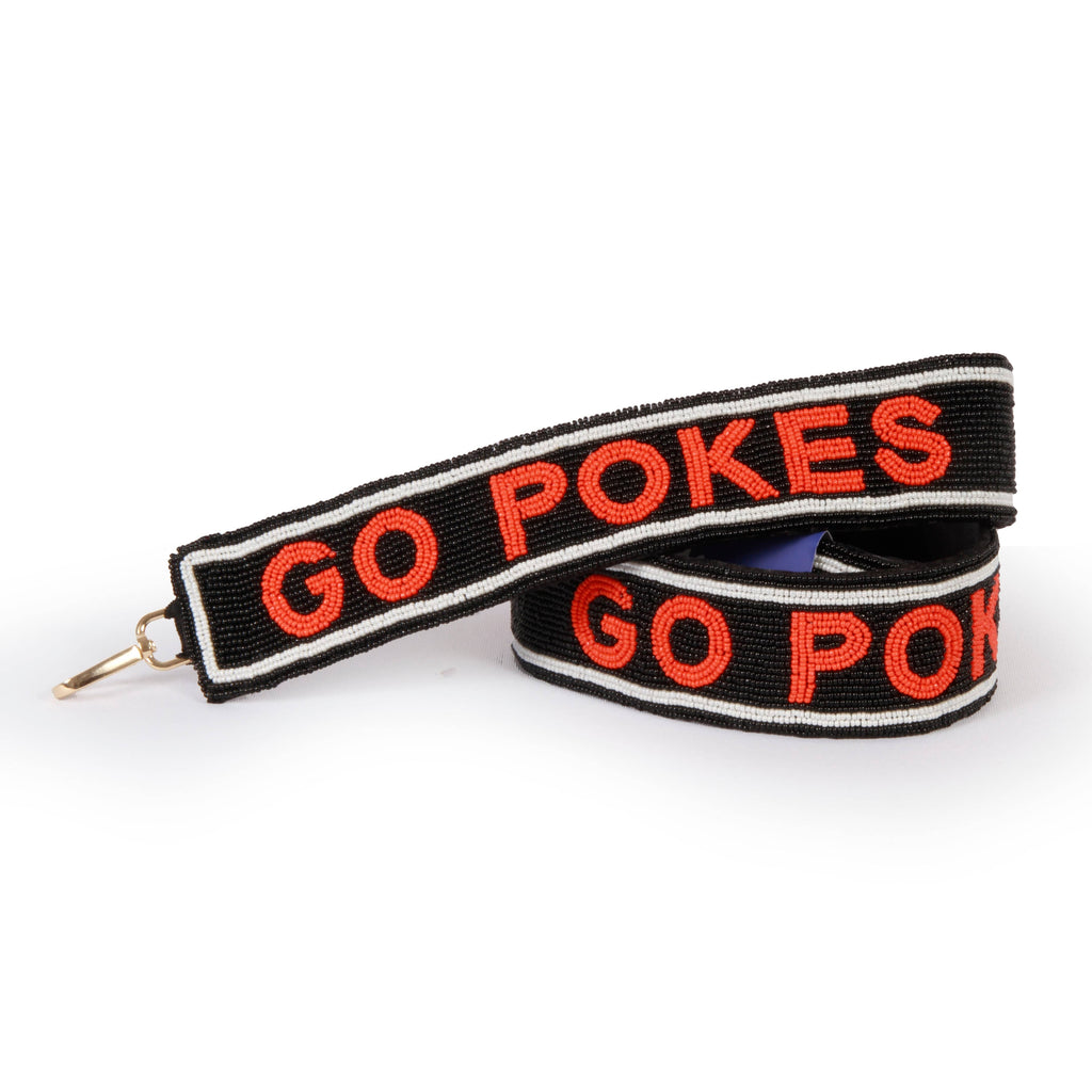 Oklahoma State Go Pokes Orange and Black Beaded Purse Strap by Desden-  Officially Collegiate Licensed