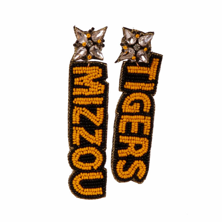 Desden Earrings PRE ORDER FOR SPRING DELIVERY 😀 Missouri Tigers Beaded Earrings in Black and Gold by Desden