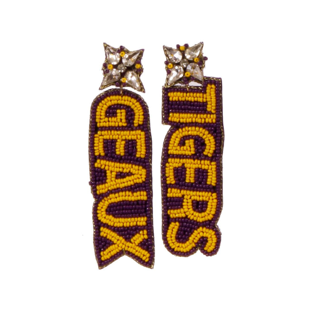 Desden Beaded Cuff PRE ORDER FOR SPRING DELIVERY 😀 PRE ORDER FOR SPRING DELIVERY 😀 LSU Geaux Tigers Beaded Earrings in Purple and Gold by Desden