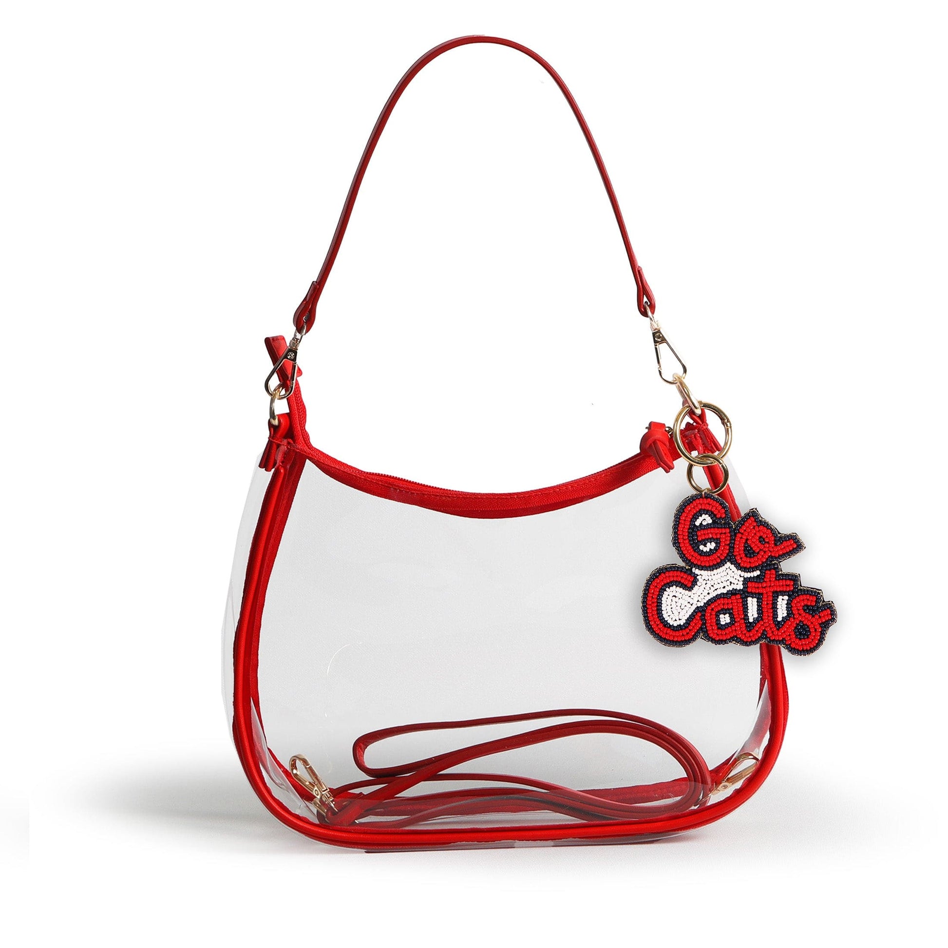 Arizona Wildcats Sara Clear Purse with Beaded Charm, stadium-approved, officially licensed, by Desden