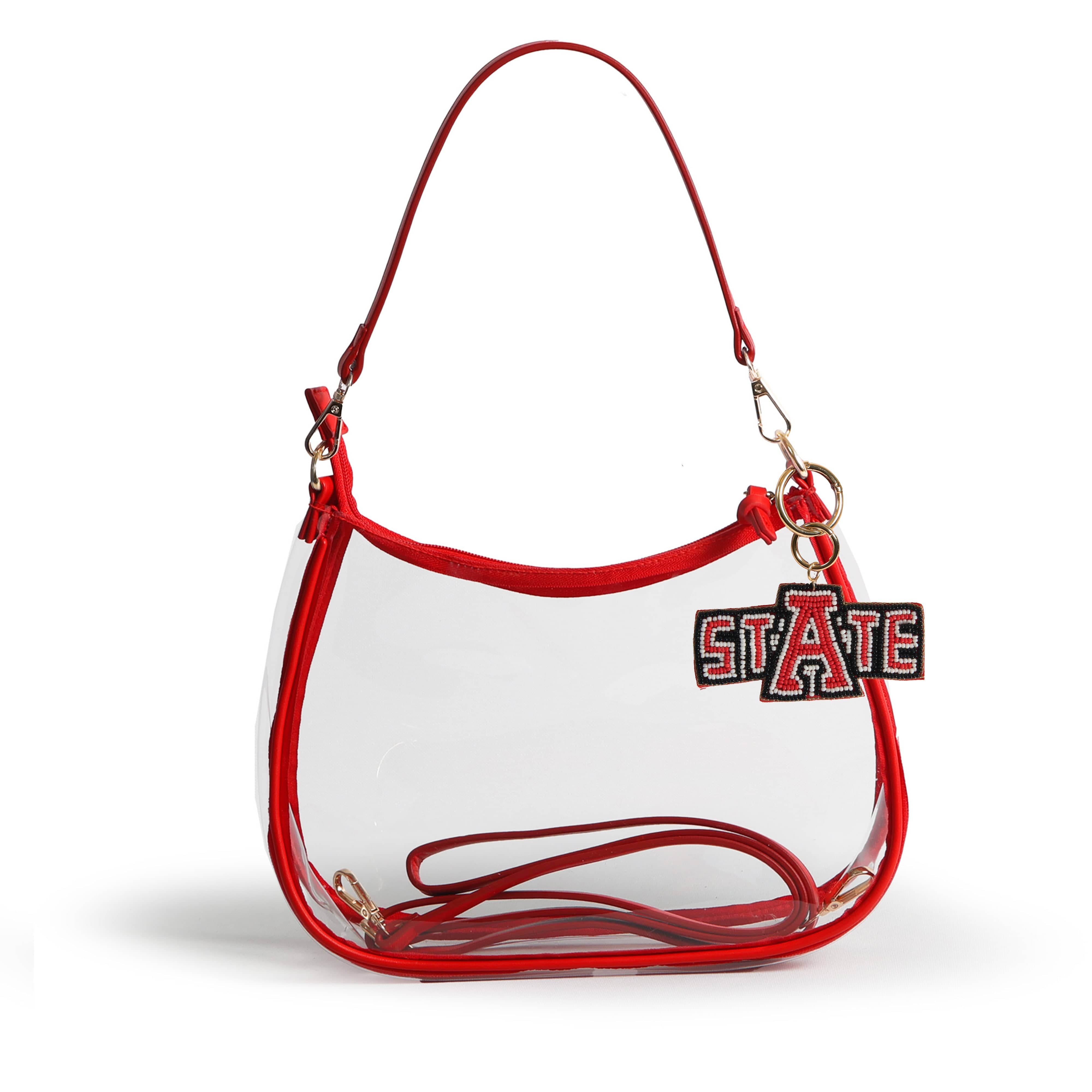 Desden Purse PRE-ORDER Sara Clear Purse with Beaded Charm – Arkansas State Red Wolves