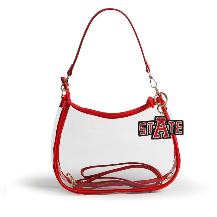 Desden Purse PRE-ORDER Sara Clear Purse with Beaded Charm – Arkansas State Red Wolves