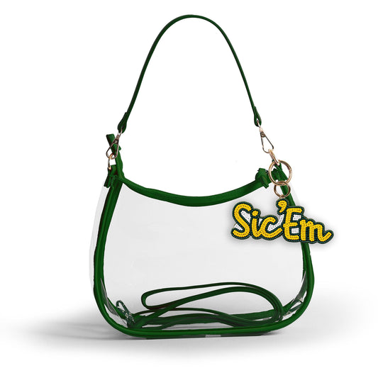 Baylor Bears Sara Clear Purse with Beaded Charm, stadium-approved, officially licensed, by Desden