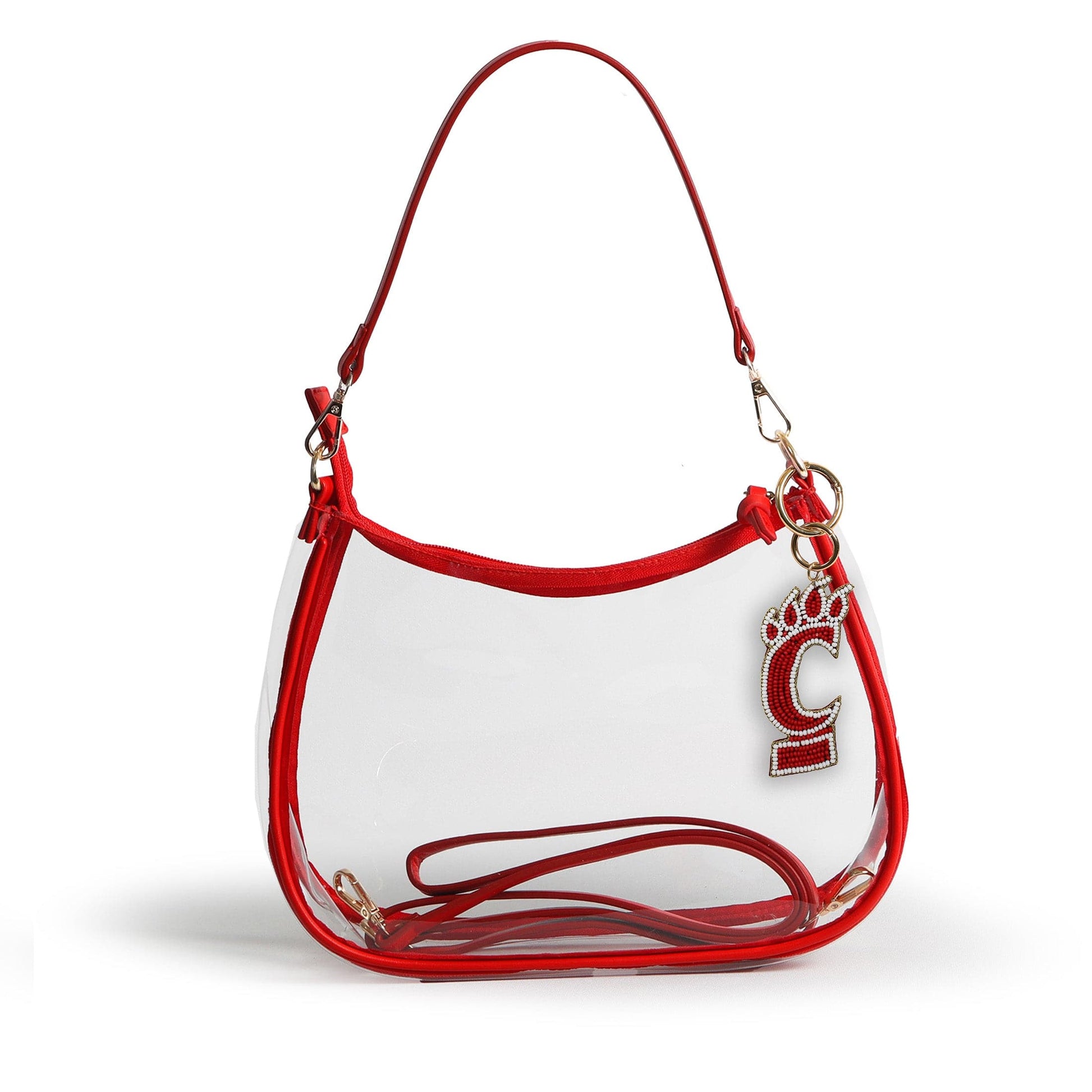 Cincinnati Bearcats Sara Clear Purse with Beaded Charm, stadium-approved, officially licensed, by Desden