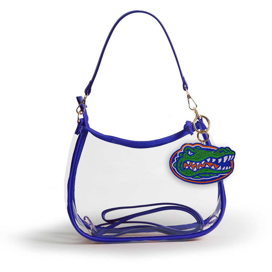Florida Gators Sara Clear Purse with Beaded Charm, stadium-approved, officially licensed, by Desden