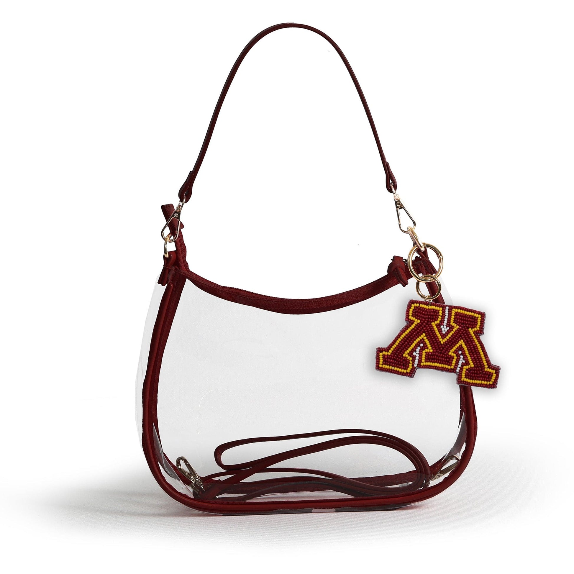 Minnesota Gophers Sara Clear Purse with Beaded Charm, stadium-approved, officially licensed, by Desden