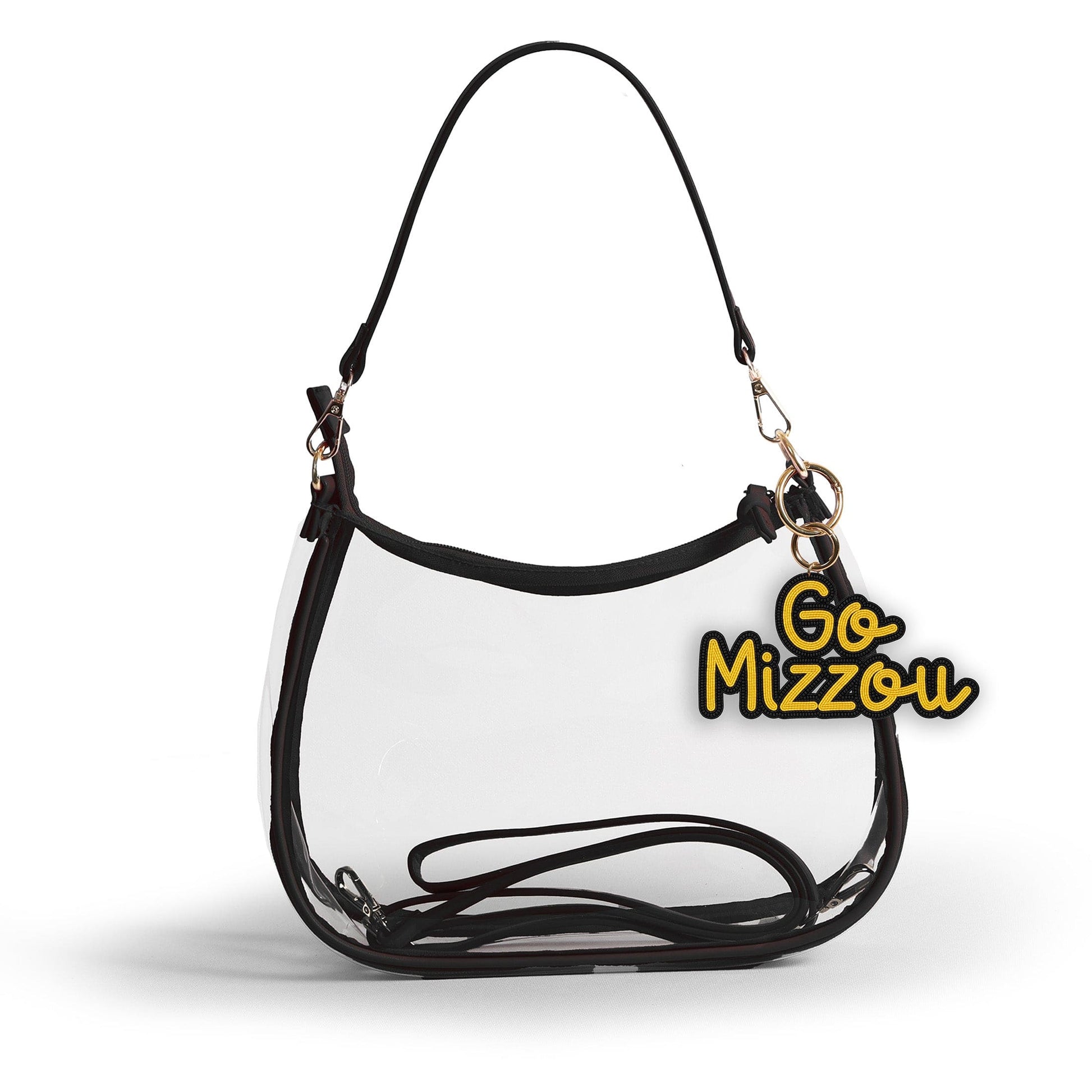 Missouri Sara Clear Purse with Beaded Charm, stadium-approved, officially licensed, by Desden