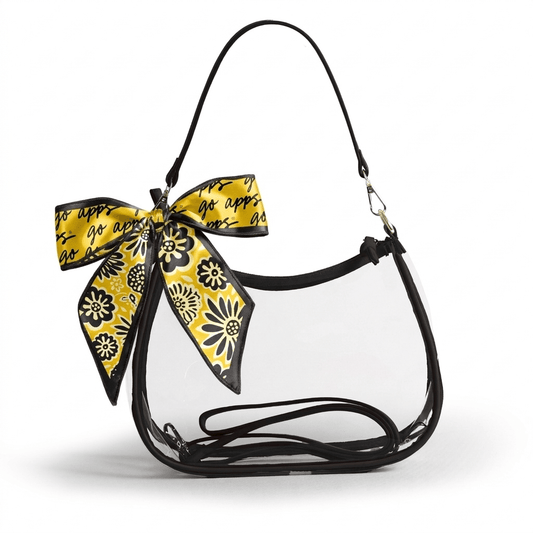 Appalachian State Mountaineers Sara Clear Purse with Skinny Scarf, stadium-approved, officially licensed, by Desden