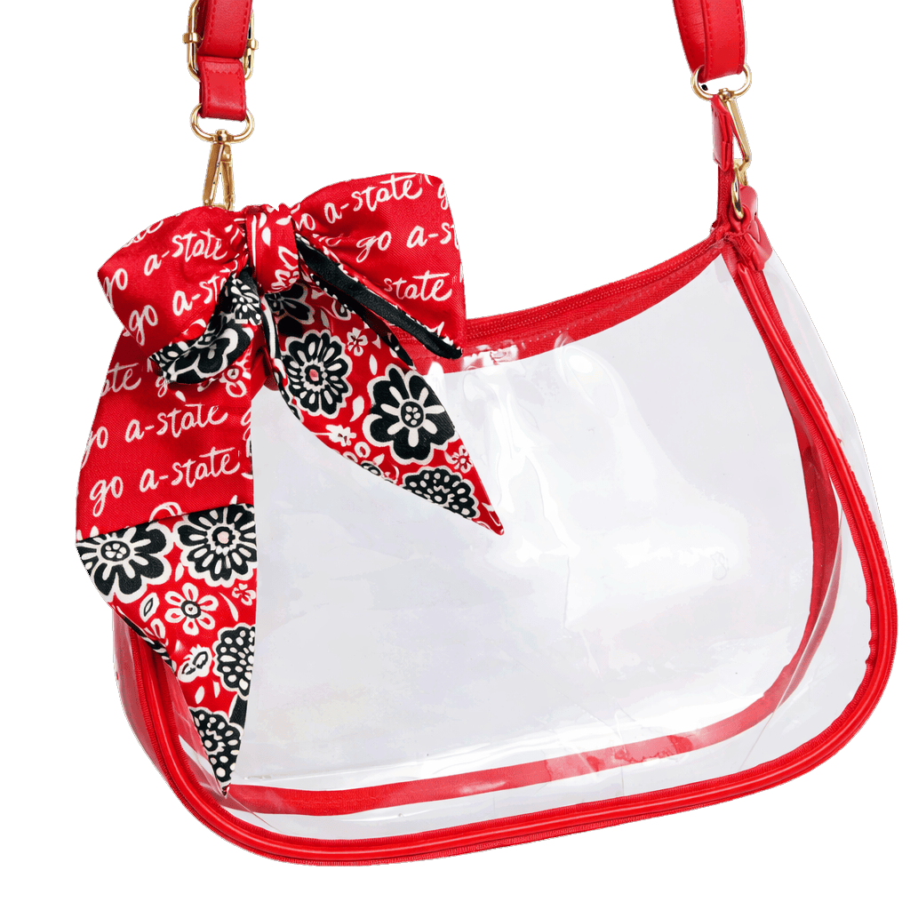 Desden PRE-ORDER Sara Clear Purse with Skinny Scarf – Arkansas State Red Wolves