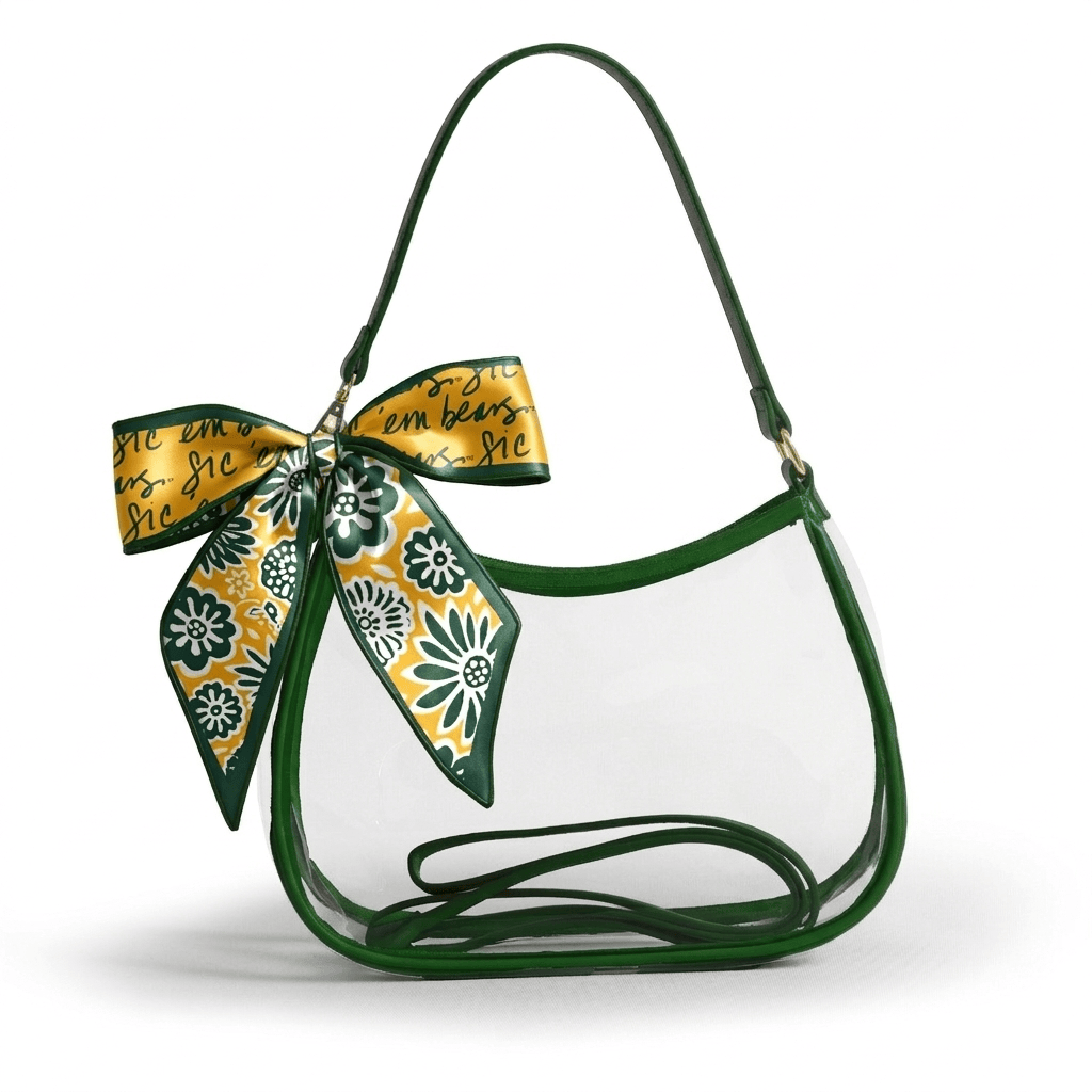 Baylor Bears Sara Clear Purse with Skinny Scarf, stadium-approved, officially licensed, by Desden