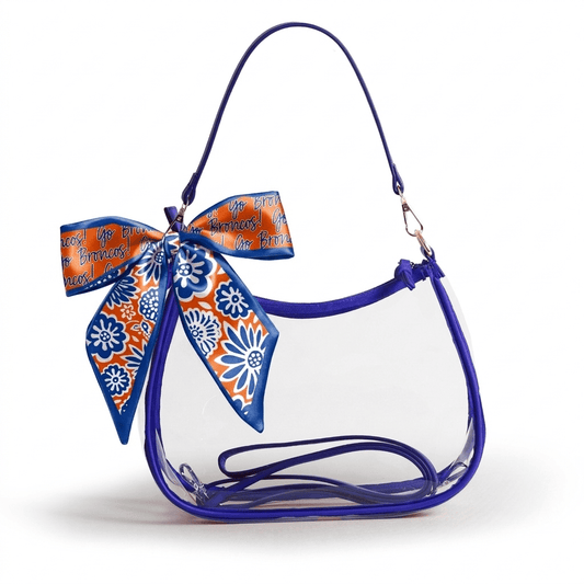 Boise State Broncos Sara Clear Purse with Skinny Scarf, stadium-approved, officially licensed, by Desden