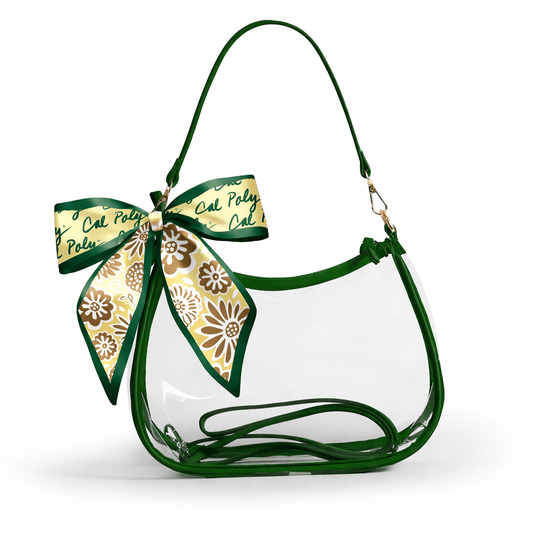 Cal Poly Mustangs Sara Clear Purse with Skinny Scarf, stadium-approved, officially licensed, by Desden
