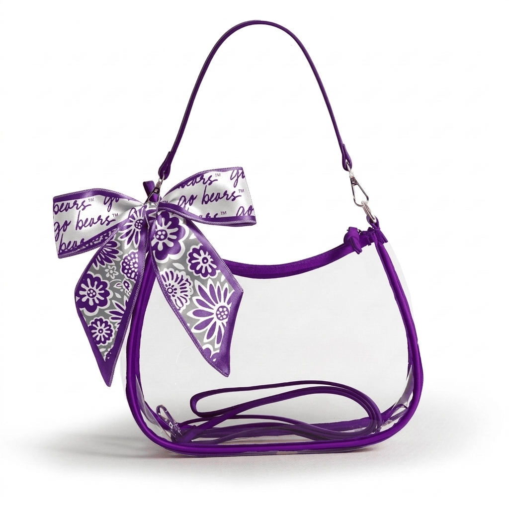Central Arkansas Bears Sara Clear Purse with Skinny Scarf, stadium-approved, officially licensed, by Desden