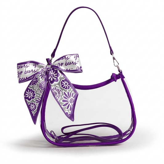 Central Arkansas Bears Sara Clear Purse with Skinny Scarf, stadium-approved, officially licensed, by Desden